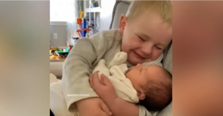 Cuteness Alert! Little Boy Gets Choked Up Holding Baby Sister For 1st Time.