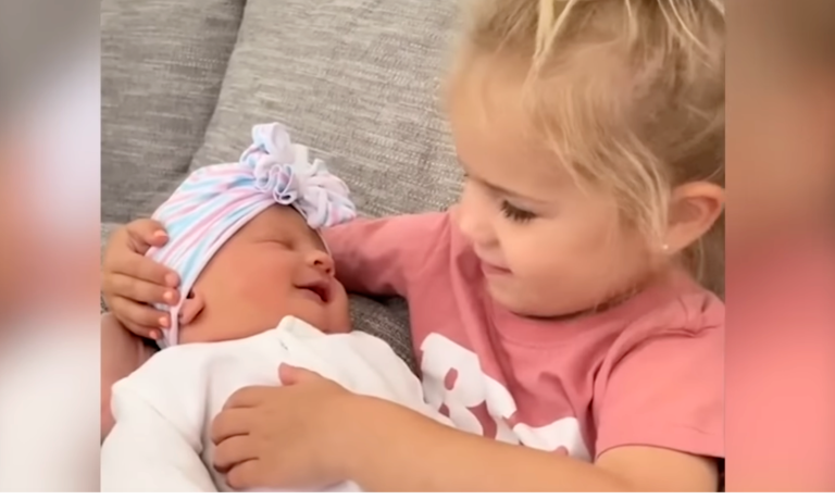 Watch The Adorable Moment This 3-Year-Old Welcomes Her Newborn Sister Home