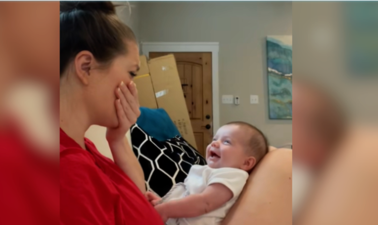 Baby’s 1st-Ever Laugh Caught On Video, And Mom Has The Best Reaction!