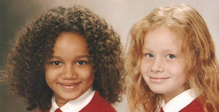 Twin girls born with different skin colors have to prove they’re siblings, even to their friends