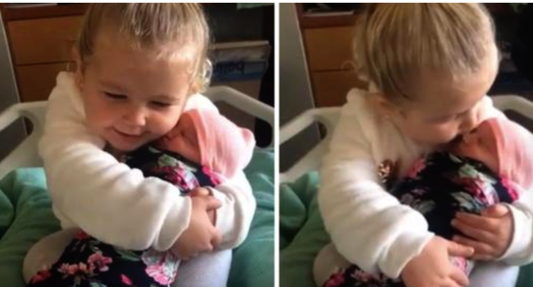 3-Year-Old Girl Is Head Over Heels When She Gets To Hold Her Baby Sister