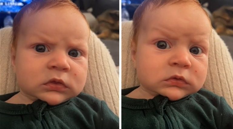 Baby is clearly unimpressed with aunt’s singing