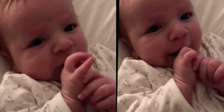 Adorable 2-Month-Old Baby Surprises Mom by Saying Hello for the First Time