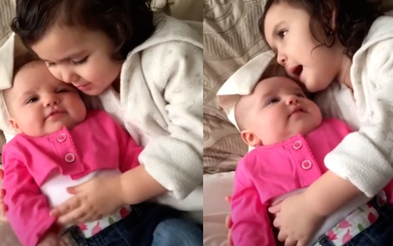 Big Sister Stops Crying Baby By Singing To Her