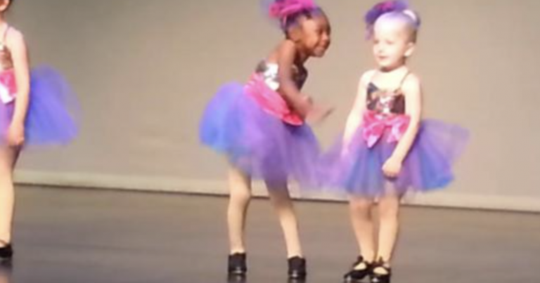 Preschool Girl Performs Own Choreography During Recital