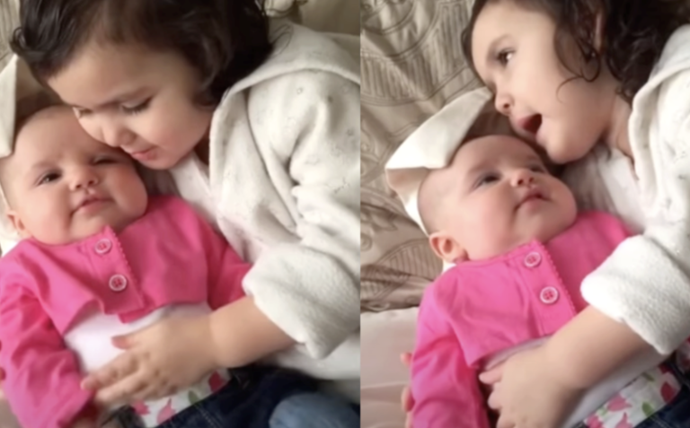 Big Sister Stops Crying Baby By Singing To Her