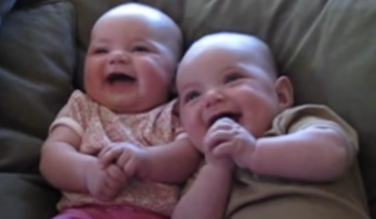 Four-Month-Old Boy/Girl Twin Babies Laughing At Fake Sneezes. They Think It’s Hilarious.