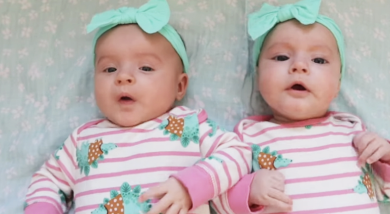 Family shares their easy-going routine with 3-month-old twin girls