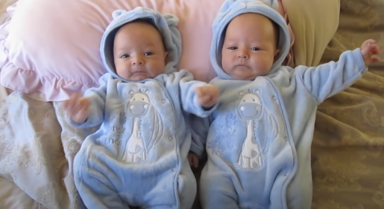 Just twin babies hiccupping to each other.