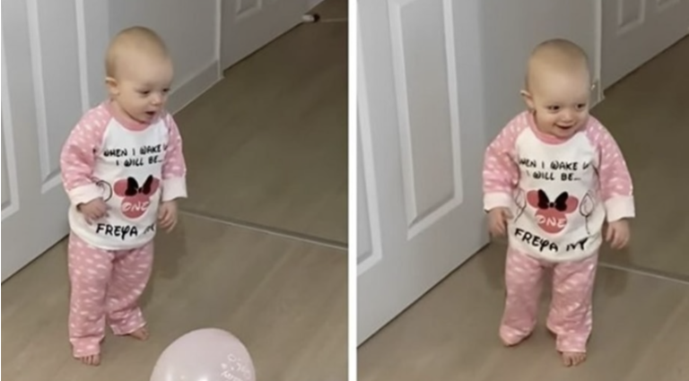 The cute reaction of the little girl when she was surprised for her birthday party Her face tells everything