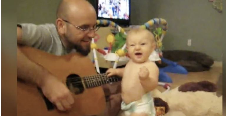 Dad Plays Baby’s Favorite Song & Her Rock ‘N Roll Moves Will Make Your Heart Swell.