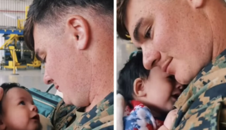 The priceless reaction of a military father as he sees his newborn son for the first time…