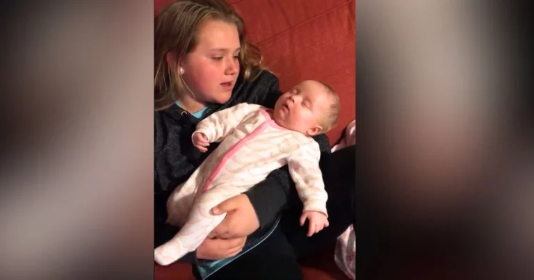 Little girl can’t contain emotions when she sees baby sister’s response to lullably