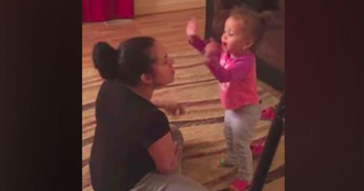 Tiny Girl Storms Into Room And Picks A “Fight” With Mommy