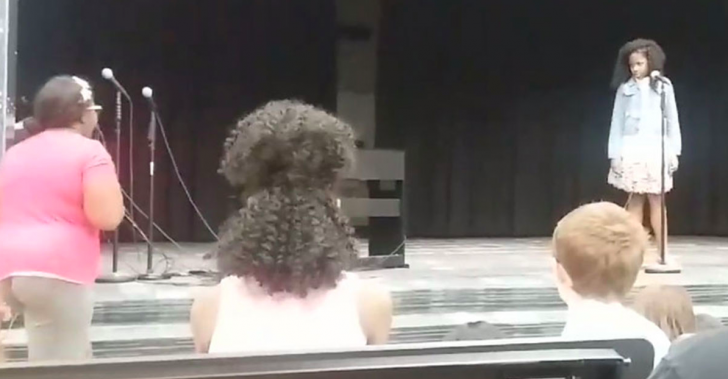 Mom Joins Shy Daughter On Stage To Sing Song