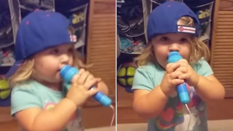 2 Yr Old Loves to Hear Daddy Sing, Then She Imitates Him & Wins Over the Internet