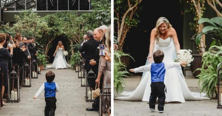 2-year-old can’t contain his excitement after seeing mom walking down aisle, steals the show