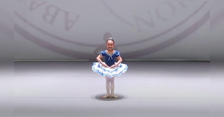 Tiny girl lights up the stage with precious Cinderella routine