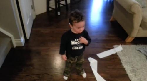 Toddler Adorably Kept Denying The Mess He Caused When His Dad Confronted Him