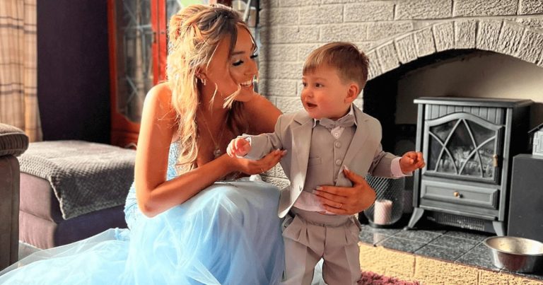 16-year-old mom can’t find a babysitter so she takes son to prom as her date and guests are shocked