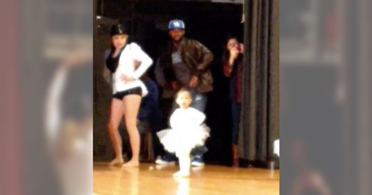 Nervous 2-Year-Old Looks At Dad When She Forgets Dance Steps, He Jumps Right Into Action