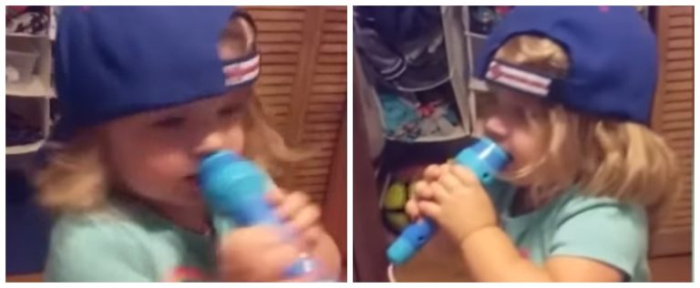 VIDEO: The internet is going crazy over this two-year-old girl who mimics her father…