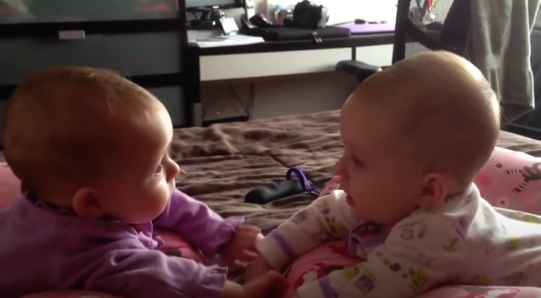 Twin Babies Talk And Hold Hands For The First Time