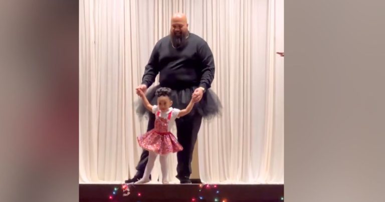 Muscular 6’5″ dad melts millions of hearts with adorable father-daughter ballet routine