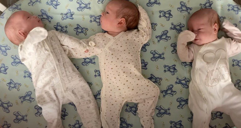 A Trio Of Newborn Sisters Snuggle Into Slumber