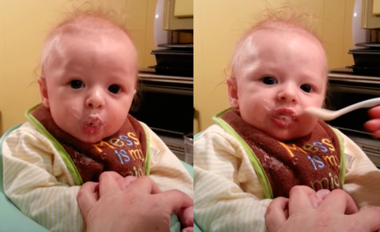 Baby’s First Spoon-Feeding Captures Heartwarming Moments Of Pure Cuteness