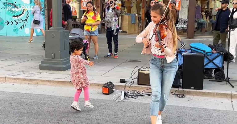 An incredibly cute girl joins street violinist for Dua Lipa’s “Levitating”