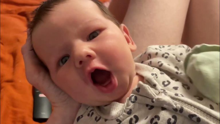 Hungry newborn baby wants to eat! Such a funny video!