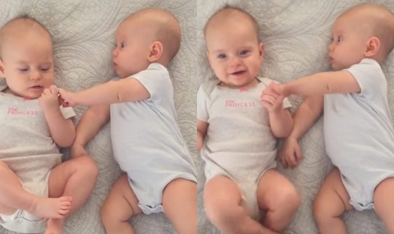 A Precious First: Baby Twins Notice Each Other