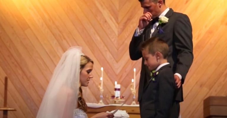 Groom caught off guard with bride’s words to his son during wedding