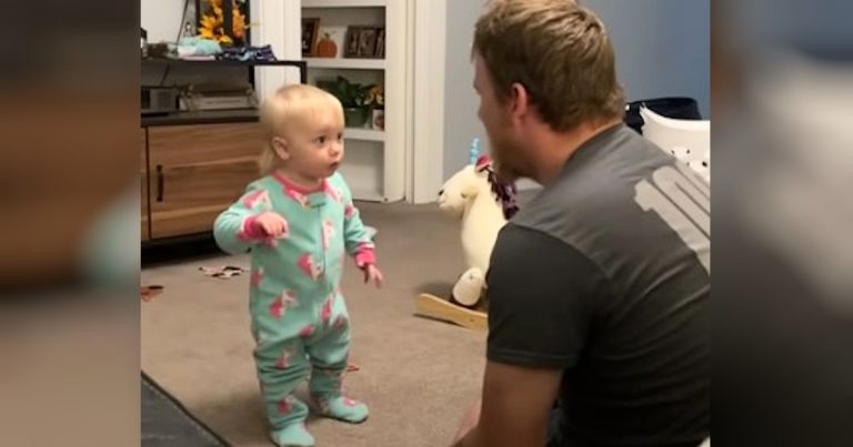 Toddler hilariously brings all the sass talking with dad