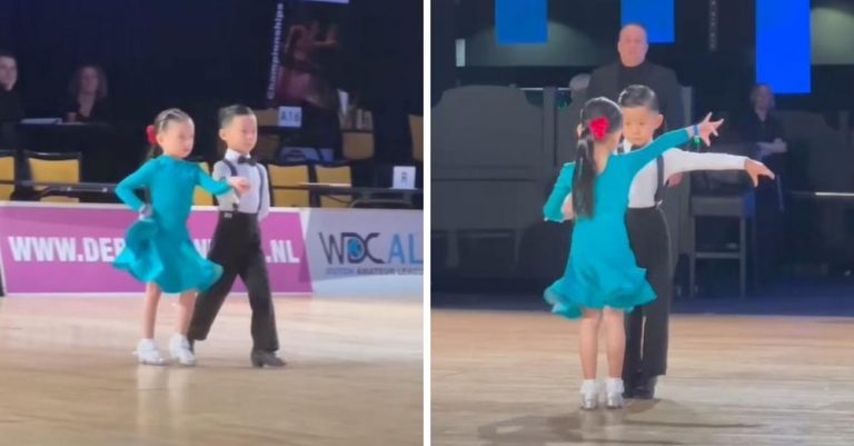 Little boy and girl steal show doing the Cha Cha to Dance Monkey in competition