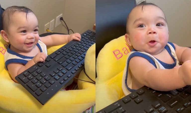 Adorable Baby’s Hilarious Playtime with the Computer Monitor