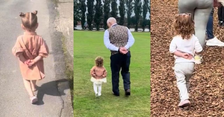 Little Girl Imitates Her Grandfather in the Sweetest Way