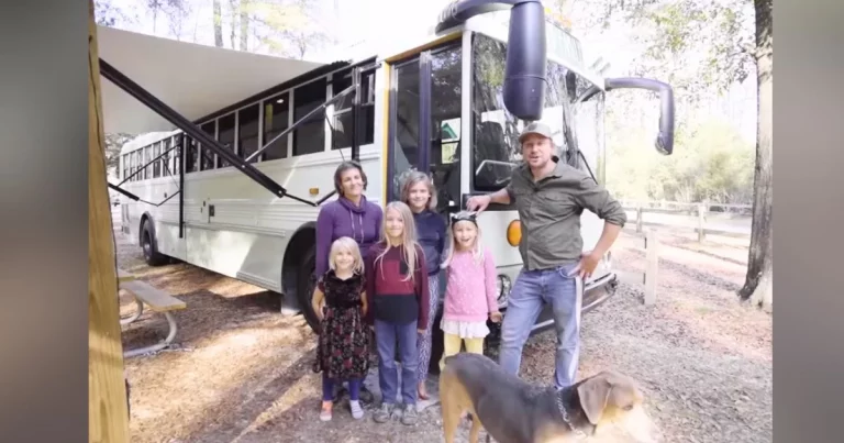 Family of six convert 40-foot school bus into beautiful home and give tour of inside