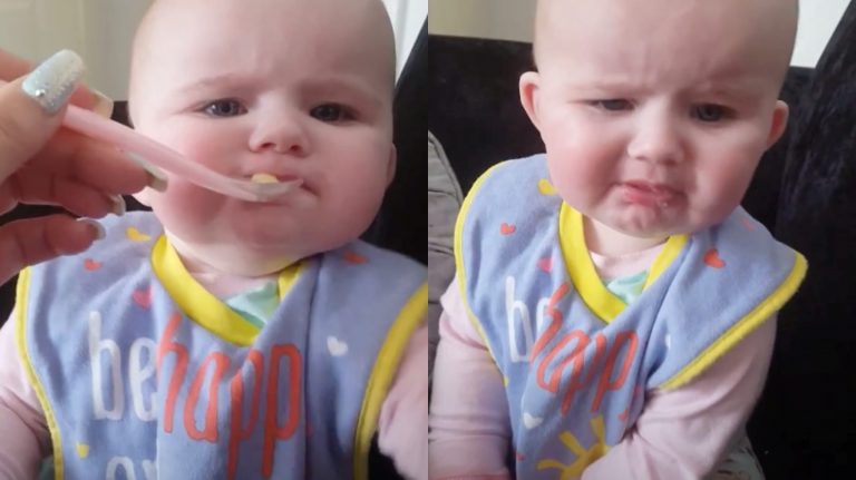 Sweet First Taste: Baby Girl’s Adorable Banana Adventure