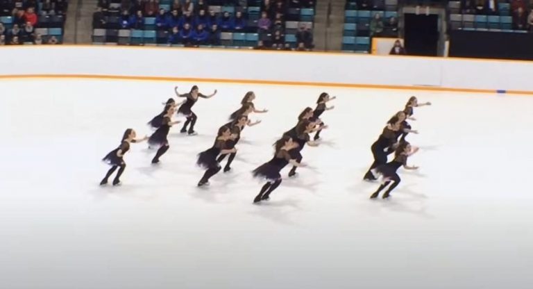 While “Bohemian Rhapsody” is playing, the skaters do a coordinated and incredible dance!