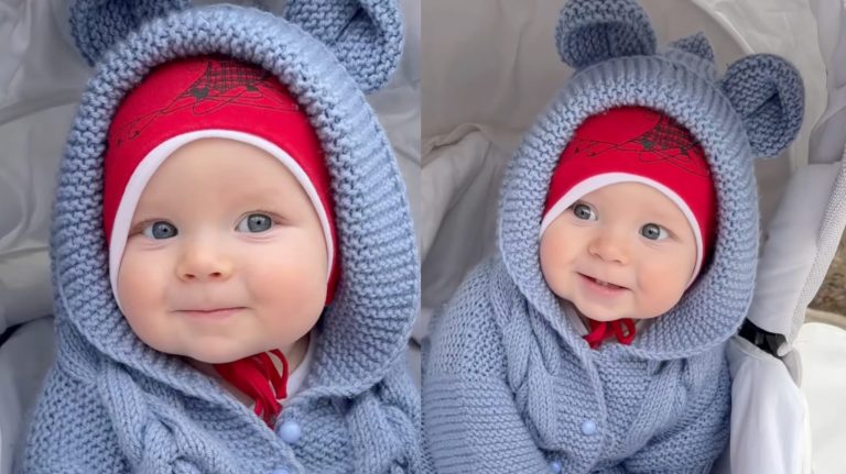 9-Month-Old Baby Boy’s Charming Blue Eyes and Infectious Smile