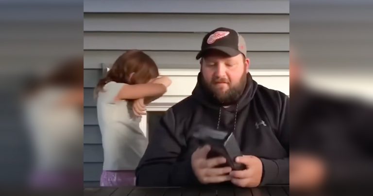 Nervous little girl hands step dad gift that forever changes her life