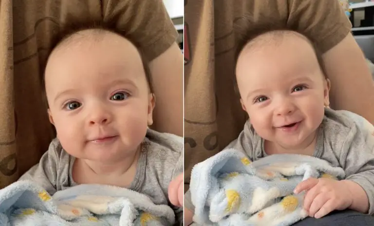 Absolutely beautiful! Look at the baby’s amazing reaction when he sees Mommy