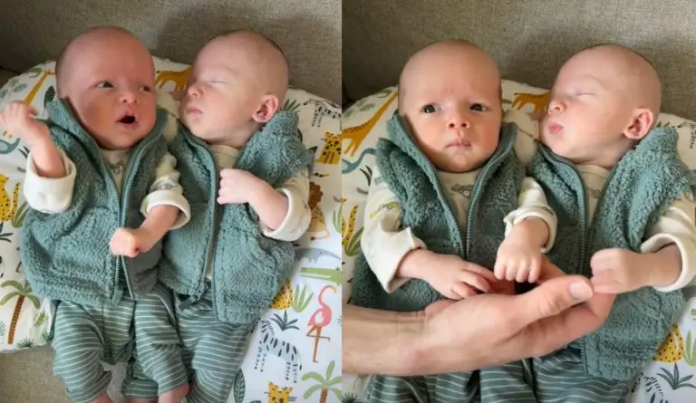 Twins Cal and Cooper – 6 Weeks: One Awake, One Asleep