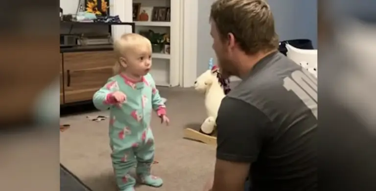 Toddler hilariously brings all the sass talking with dad