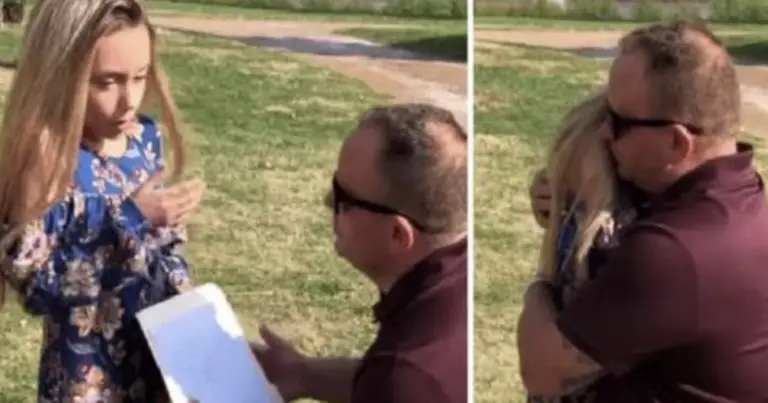 Girl Can’t Contain Herself When Her Stepfather Gets Down On One Knee With Adoption Papers