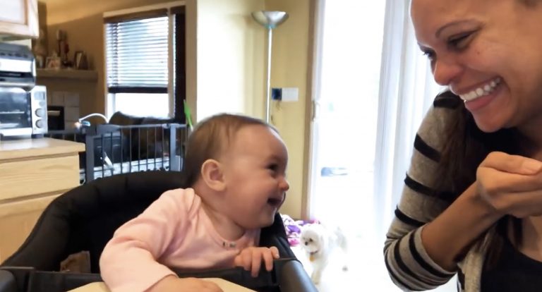 Take your daily dose of happiness: Baby girl laughs hysterically when mommy sneezes