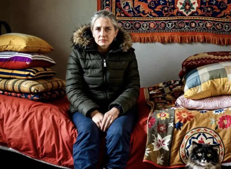 Antonina was lying in bed, dressed in a thermal shirt, with her legs in boots. A neighbor who dashed in became worried:
