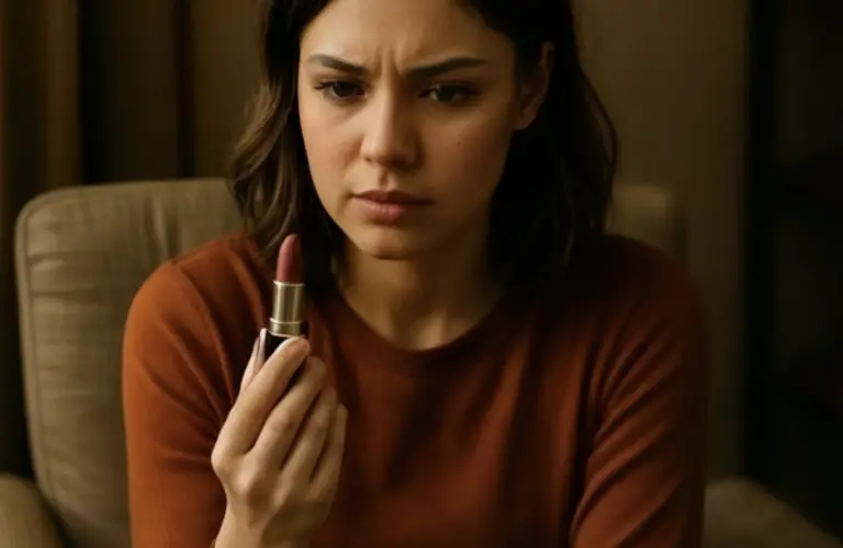 Anya was sitting in the armchair, looking at a lipstick. It wasn’t hers… She never wears lipstick. And certainly not such a bright red color.
